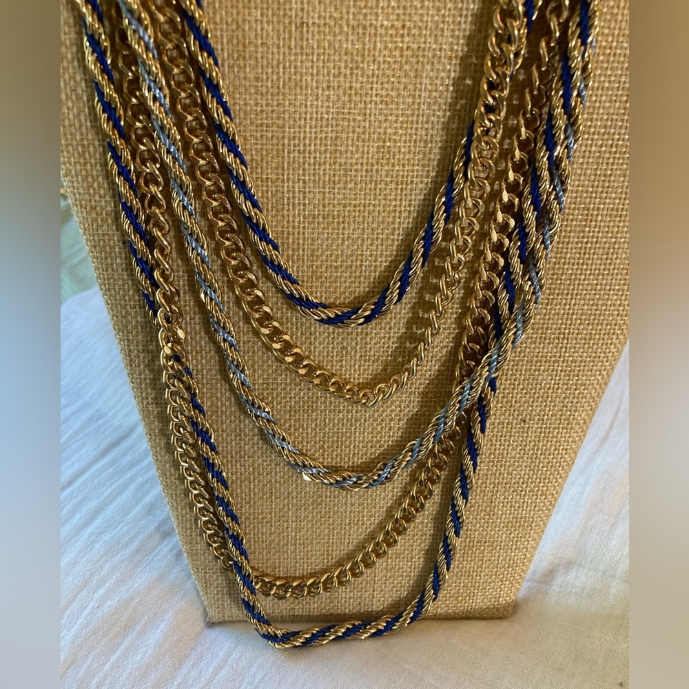 Multi Chains With Blue Layered Statement Runway N… - image 8
